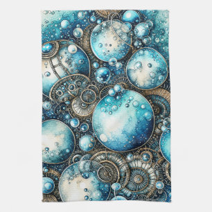 Linge De Cuisine Bulles et engrenages Steampunk à l'aquarelle