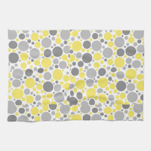 Linge De Cuisine Bulles gris et jaunes modernes