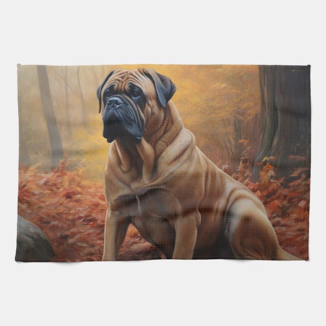 Linge De Cuisine Bullmastiff en automne Feuilles automne Inspire (Horizontal)