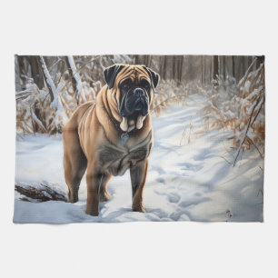 Linge De Cuisine Bullmastiff Laisser neiger Noël