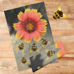 Linge De Cuisine Bumblebebees et Orange Gaillardia Tournesol Floral