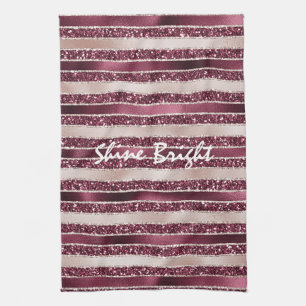 Linge De Cuisine Burgundy Rouge Rose Rose Gold Parties scintillant 