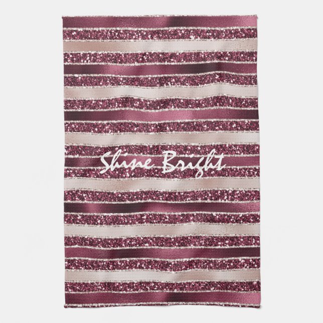 Linge De Cuisine Burgundy Rouge Rose Rose Gold Parties scintillant  (Vertical)