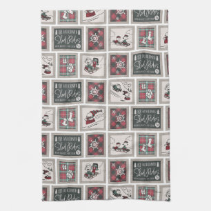 Linge De Cuisine cacahuètes   Ancien Motif de traîneau