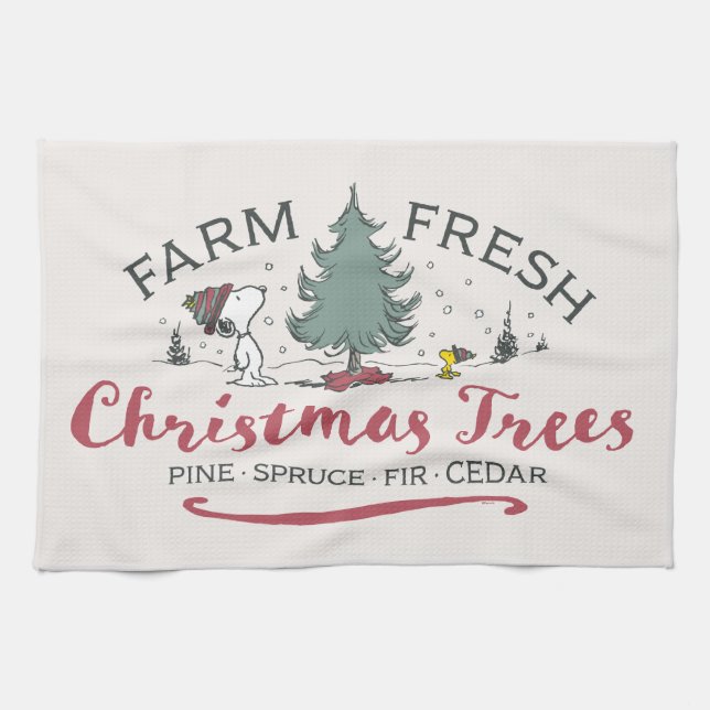 Linge De Cuisine cacahuètes | Arbres de Noël frais de ferme (Horizontal)