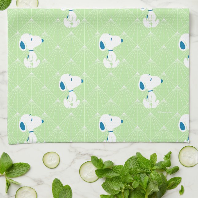 Linge De Cuisine cacahuètes | Snoopy Green Deco Dreams Motif (Plié)