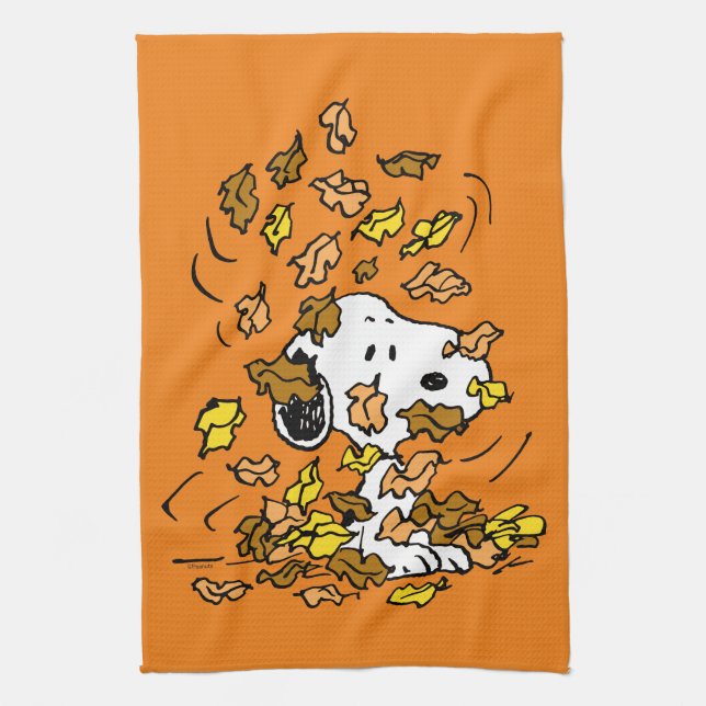 Linge De Cuisine cacahuètes | Snoopy Pile de Feuilles (Vertical)