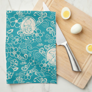 Linge De Cuisine cacahuètes   Snoopy Turquoise Tropical Beach Motif