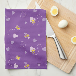 Linge De Cuisine cacahuètes   Woodstock Motif de coeur pourpre