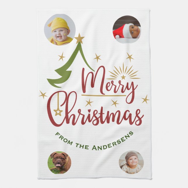 Linge De Cuisine Cadeau de vacances 🎄 photo personnalisé (Vertical)