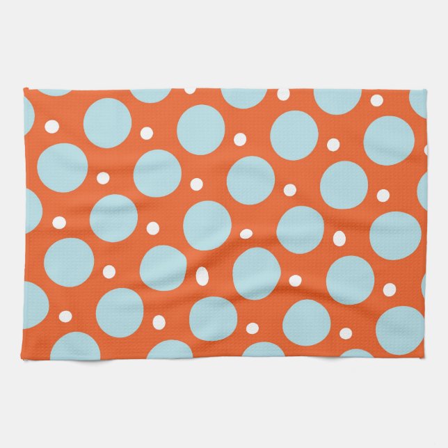 Linge De Cuisine Cadeaux bleus et oranges de motif de pois (Horizontal)
