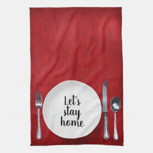Linge De Cuisine Cadre Du Dîner En Rouge