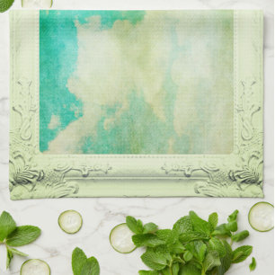 Linge De Cuisine Cadre victorien ciel nuage élégant turquoise crème