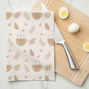 Linge De Cuisine Café Cute Kawaii et Motif d'automne Feuille