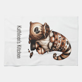 Linge De Cuisine Café Cute Personnalisé Gnome Blanc Brown Cadeau