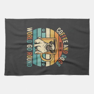 Linge De Cuisine Café et chiens Pug rétro amateur