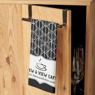 Linge De Cuisine Café haricot motif commerce personnalisé noir et b