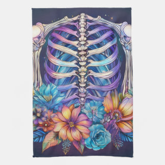 Linge De Cuisine Cage de côtes et conception de fleurs