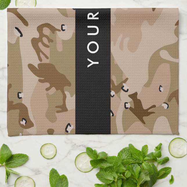Linge De Cuisine Cailloux du Camouflage du désert, Votre nom, Perso (Plié)
