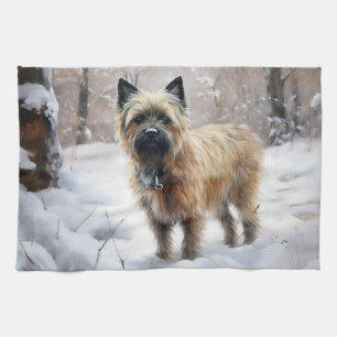 Linge De Cuisine Cairn Terrier Qu'Il Neige Noël