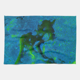 Linge De Cuisine Calcaire Abstrait en verts et bleus aqua