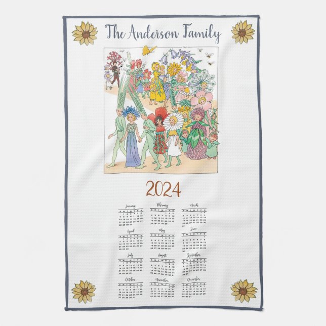 Linge De Cuisine Calendrier 2024 Elsa Beskow | Personnalisé (Vertical)