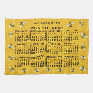 Linge De Cuisine Calendrier 2025 Année Bee Honeycomb Apiary Custom