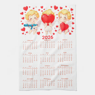 Linge De Cuisine Calendrier 2026 d'anges de dessin animé drôles