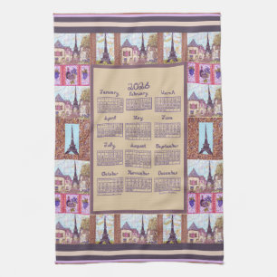Linge De Cuisine Calendrier 2026 Paris Tour Eiffel Art Pointillisme