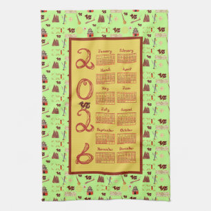 Linge De Cuisine Calendrier 2026 Tissu Fonte Chinoise Favoris Jade