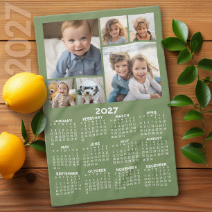 Linge De Cuisine Calendrier 2027 avec 6 collages de photos - Vert s
