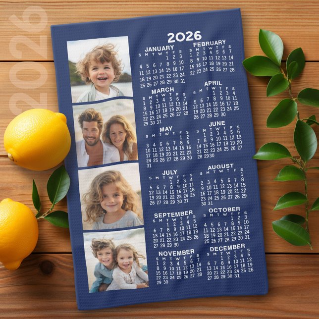 Linge De Cuisine Calendrier avec 4 photos - Navy Blue (2026 Calendar)