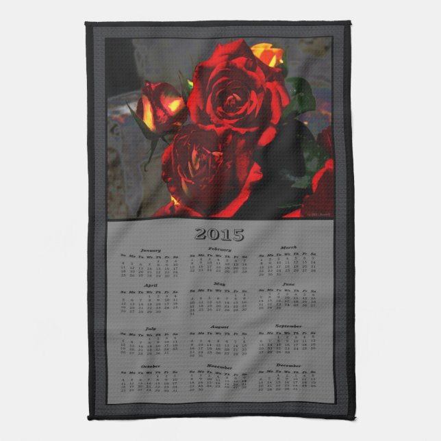 Linge De Cuisine Calendrier de tissu de 2015 roses de poison (Vertical)