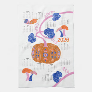 Linge De Cuisine Calendrier des correctifs de Citrouille 2026 Folk 