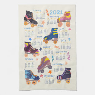 Linge De Cuisine Calendrier des patins à roulettes de la nostalgie