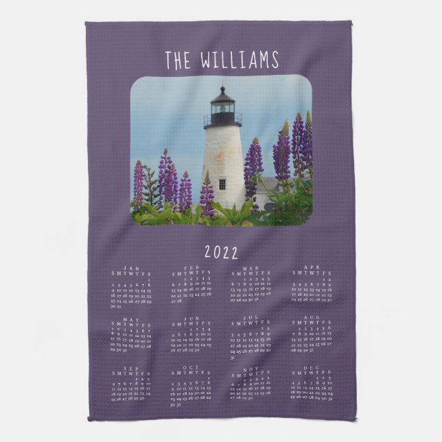 Linge De Cuisine Calendrier du phare Pemaquid Point Plum 2022 (Vertical)