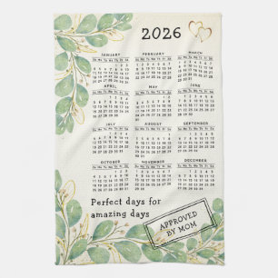 Linge De Cuisine Calendrier personnalisé Rustique Eucalyptus 2025