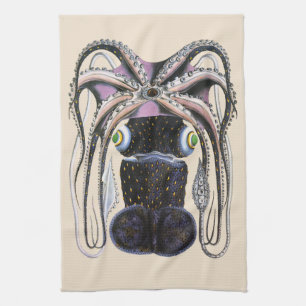 Linge De Cuisine Calmar géant vintage ou poulpe, animal marin