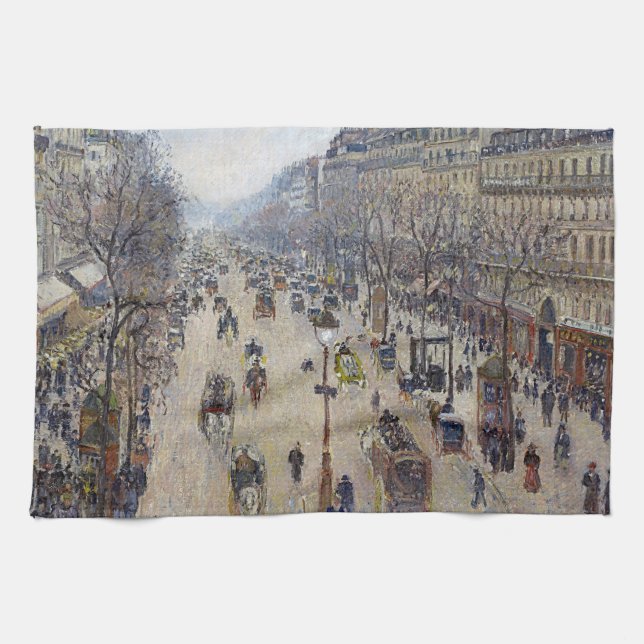 Linge De Cuisine Camille Pissarro - Boulevard Montmartre, matin (Horizontal)