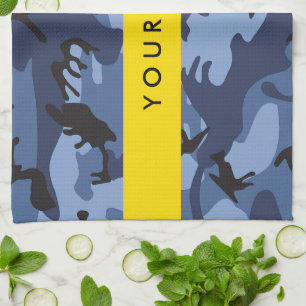 Linge De Cuisine Camouflage Bleu Marine Personnalisez votre nom