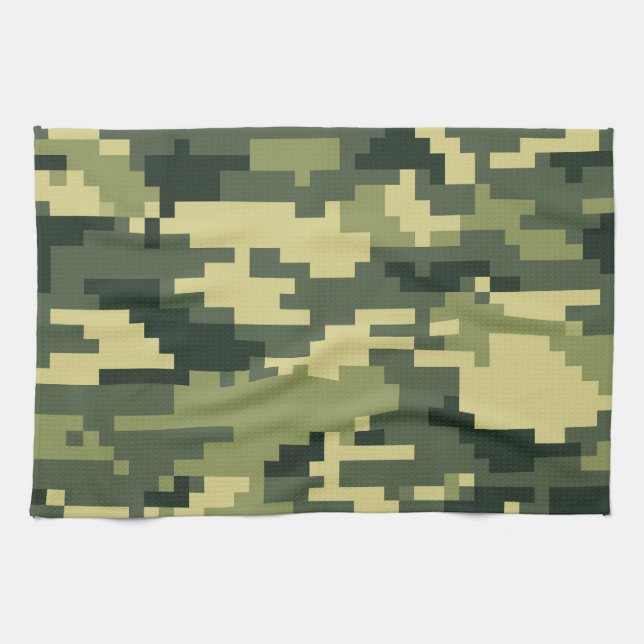 Linge De Cuisine Camouflage numérique en bois à 8 bits / Camo (Horizontal)