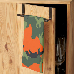 Linge De Cuisine Camouflage orange et vert, Militaire, Armée