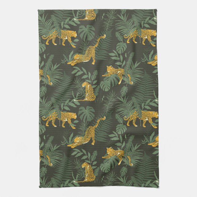 Linge De Cuisine Camouflage Tropical Jungle Motif Léopard Jungle (Vertical)