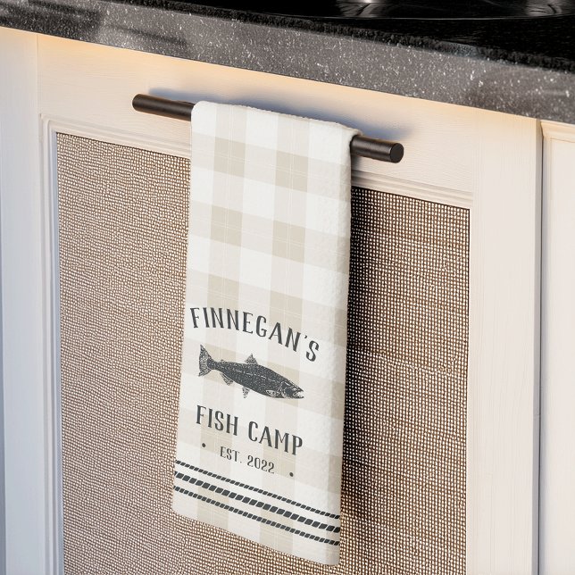 Linge De Cuisine Camp de poisson personnalisé Rustique Plaid (Créateur téléchargé)