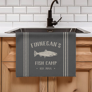 Linge De Cuisine Camp de poisson rustique au charbon Personnalisé