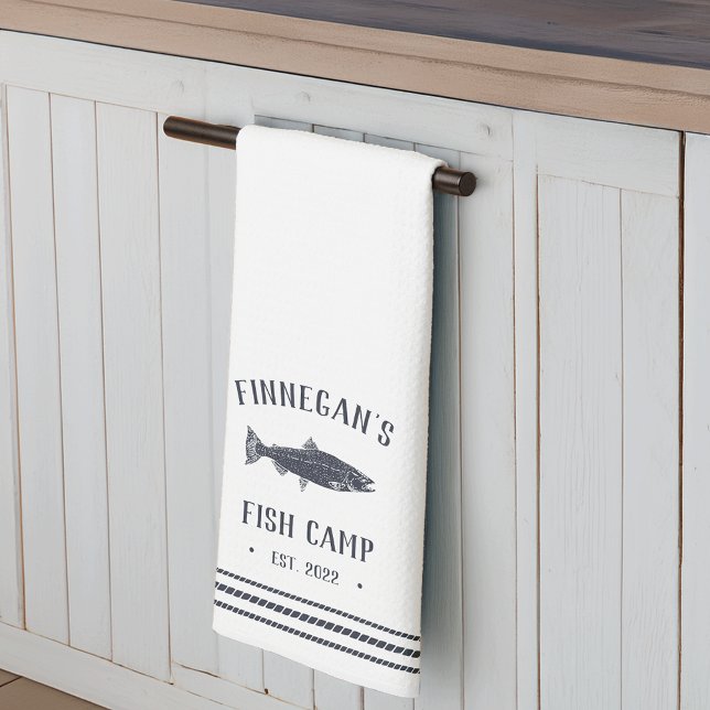 Linge De Cuisine Camp de poisson rustique blanc et marine Personnal (Créateur téléchargé)