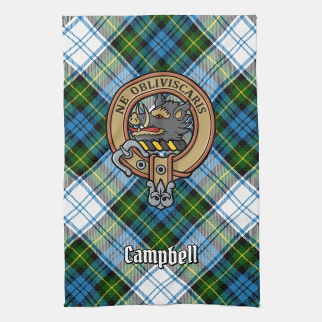 Linge De Cuisine Campbell Crest au-dessus de Tartan (Vertical)