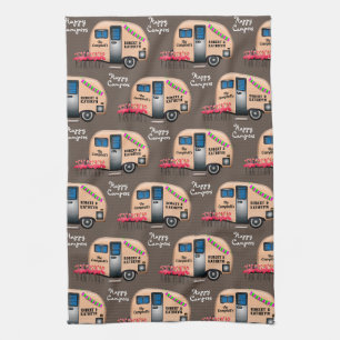 Linge De Cuisine Campeurs Happy personnalisés avec cuisine Flamant