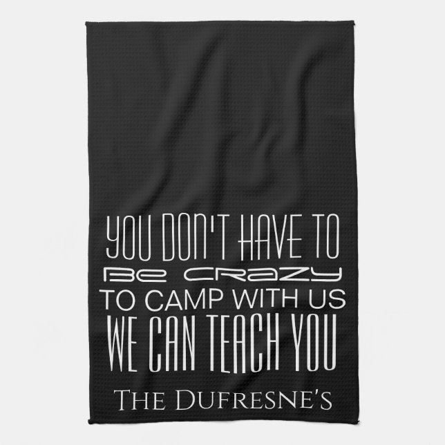 Linge De Cuisine "Camping fou" Personnalisé  (Vertical)