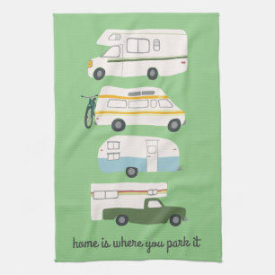Linge De Cuisine Camping Retro Motorhome RV Vanlife Green